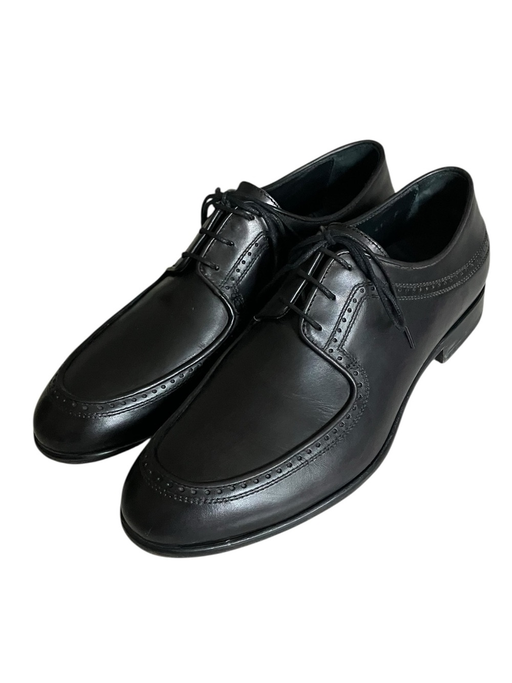 Harry’s Of London Black Leather Apron Toe Derby Dress Shoes 41.5 Luxury Italy